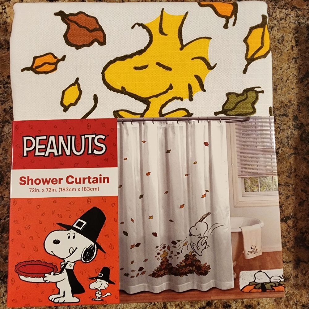 Peanuts snoopy fall shower curtain